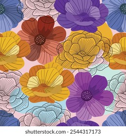 Abstract Floral seamless pattern with leaves. tropical background