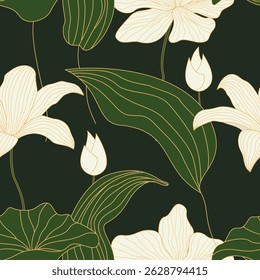 Abstract Floral seamless pattern with leaves. tropical background	
