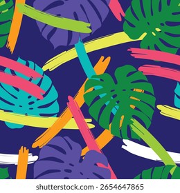 Abstractas patrón floral sin fisuras con hojas. fondo tropical	

