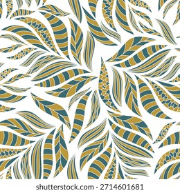 Abstract Floral seamless pattern with leaves. tropical background