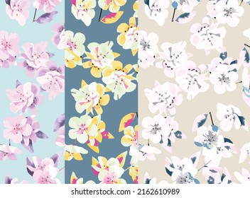 Abstraktes, nahtloses Muster aus Blumen. Liberty-Stil. Stoff, Deckel, Herstellung, Wallpaper, Druck, Geschenkverpackung.