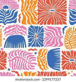 abstract floral seamless pattern with matisse inspired flowers and leaves. Good for wrapping paper, textile prints, wallpaper, scrapbooking, stationary, etc. EPS 10