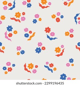 abstract floral seamless pattern with matisse inspired flowers and leaves. Good for textile prints, wrapping paper, backgrounds, wallpaper, packaging, etc. EPS 10
