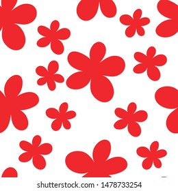 Abstract floral seamless pattern with messy heads of flowers isolated on white background. Vector illustration. 