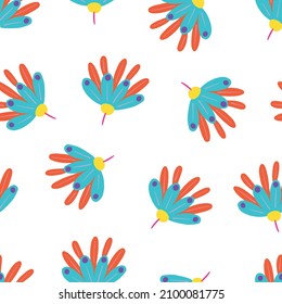 Abstract floral seamless pattern. Modern and contemporary flowers and plants vector illustration.  Social media posts, fabric, and fashion, gift and wrapping paper, card design, etc. 2022 Colors