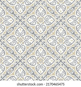 Abstract floral seamless pattern. Mosaic floral ornamental background. Muslim ornament in arab orient style with Arabic  Indian motifs. Good for fabric, textile, wallpaper or package background design