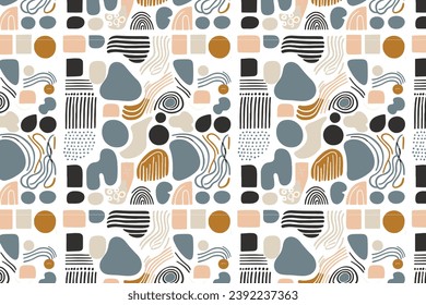 Abstract floral Seamless pattern nature art organic shape hand drawn design in pastel colors minimal modern cover template Vector illustration
