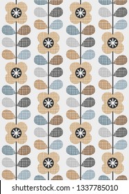 Abstract floral seamless pattern. Nordic style. Vector illustration.
