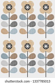 Abstract floral seamless pattern. Nordic style. Vector illustration.