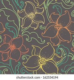 Abstract  floral seamless pattern on dark background for your design 