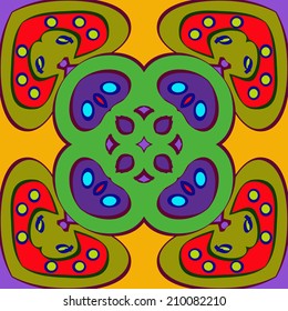 Abstract floral seamless pattern on a multicolored background. Handmade.