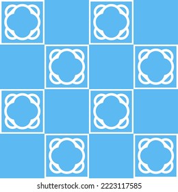 Resumen de patrones florales sin soldadura sobre el fondo azul, diseño de mosaico en mosaico para decoración