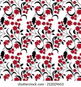Abstract floral seamless pattern on white background - vector illustration.