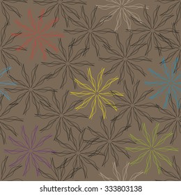 Abstract floral seamless pattern on beige background. Perfect element for background or wallpaper, wrapping paper, print on fabric