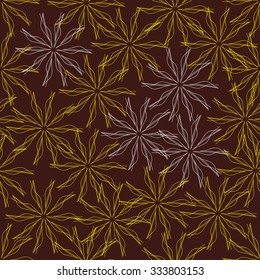 Abstract floral seamless pattern on maroon background. Perfect element for background or wallpaper, wrapping paper, print on fabric