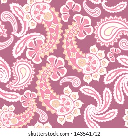 Abstract floral seamless pattern. Oriental asian lightning ornament. Colorful flower background
