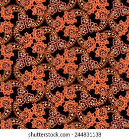 Abstract floral seamless pattern. Oriental asian lightning ornament. Colorful flower background