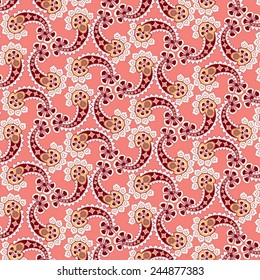 Abstract floral seamless pattern. Oriental asian lightning ornament. Colorful flower background 