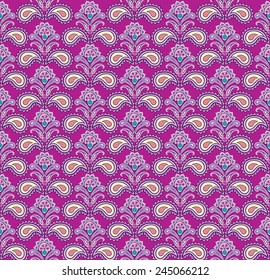 Abstract floral seamless pattern. Oriental asian lightning ornament. Colorful flower background