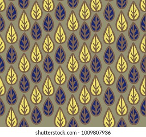 Abstract floral seamless pattern with ornamental leaves. Leaf  background. Floral retro wallpaper
