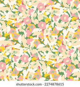 Abstract floral seamless pattern.  pastel colors, gouache painting