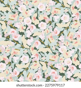 Abstract floral seamless pattern.  pastel colors, gouache painting