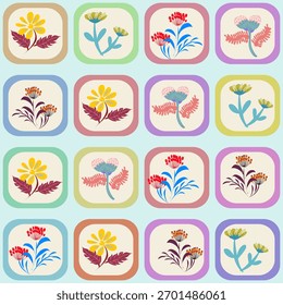 Abstract floral seamless pattern, perfect for modern fabric, textile design, wallpaper, and digital backgrounds. Features organic shapes and a contemporary, fluid style.