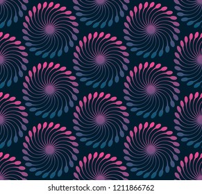 abstract floral seamless pattern in pink and dark blue shades