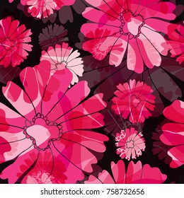 Abstract floral seamless pattern with pink flowers, design element. Organic texture. Can be used for invitations, greeting cards, scrapbooking, print, gift wrap, manufacturing.