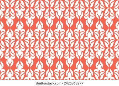 Abstract floral seamless pattern. Red and white ornament. Vector background.