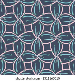 Abstract floral seamless pattern with a retro feel. Mid century atomic look in a flowing graphic repeat vector design for textiles, paper items, graphic backgrounds, home decor and stationery items.