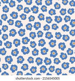Resumen de patrón floral sin costuras en estilo retro. Diseño de superficie simple con flores pequeñas abstractas. Ditsy vector fondo repetido para el diseño textil, de tela, de papel pintado. Flores de margarita florecientes