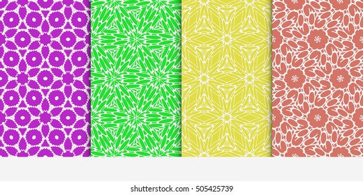 abstract floral seamless pattern set. line art. ethnic ornament. vector illustration. Texture for design wallpaper, pattern fills, web page, banner, flyer.