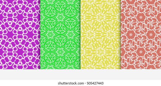 abstract floral seamless pattern set. line art. ethnic ornament. vector illustration. Texture for design wallpaper, pattern fills, web page, banner, flyer.