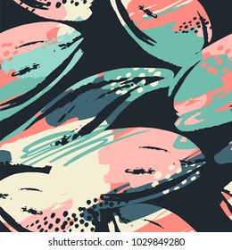 Abstract floral seamless pattern with silhouettes of leaves and artistic background. Modern design for paper, cover, fabric, interior decor and other users