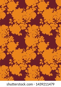 Abstract floral seamless pattern. Silhouettes made of roses buds and petals. Flat botanical backdrop with flowers for wallpaper, textiles, fabric, clothes, jacket, souvenirs, wrapper or surface.