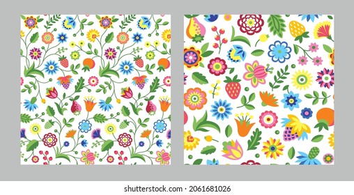 Abstract floral seamless pattern. Simple cartoon design for children. Summer cute ornament on a white background.