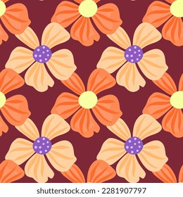 Abstract floral seamless pattern in simple style. Chamomile flower endless background. Summer for fabric, textile print, wrapping, cover. Vector illustration