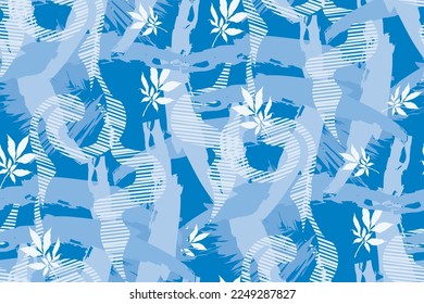 Abstract floral seamless pattern.  In style Toile de Jou. Vector illustration. Suitable for fabric, wrapping paper and the like