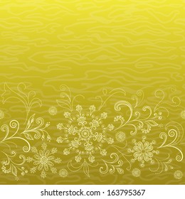 Abstract floral seamless pattern, symbolical outline golden flowers. Vector