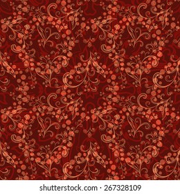 Abstract Floral Seamless Pattern, Symbolical Outline Flowers and Curves. Eps10, Contains Transparencies. Vector