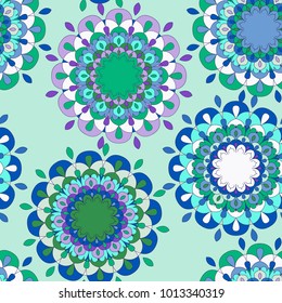 Abstract floral seamless pattern. Seamless texture with a circular vintage elements. Mandala seamless pattern.