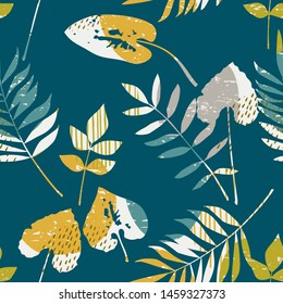 Abstract floral seamless pattern with trendy hand drawn textures. Modern abstract design for paper, cover, fabric, interior decor and other users