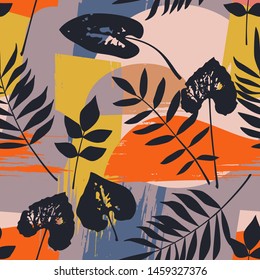 Diseño abstracto floral sin fisuras con texturas de moda dibujadas a mano. Diseño abstracto moderno para papel, cubierta, tela, decoración interior y otros usuarios