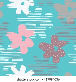 Abstract floral seamless pattern with trendy hand drawn textures. Modern abstract design for poster, cover, fabric and other users