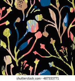 Abstract floral seamless pattern with trendy hand drawn textures. Modern abstract design for paper, cover, fabric, interior decor and other users