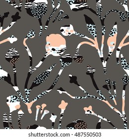 Abstract floral seamless pattern with trendy hand drawn textures. Modern abstract design for paper, cover, fabric, interior decor and other users
