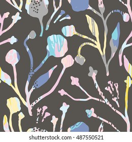 Abstract floral seamless pattern with trendy hand drawn textures. Modern abstract design for paper, cover, fabric, interior decor and other users