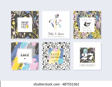 Abstract floral seamless pattern with trendy hand drawn textures. Modern abstract design for paper, cover, fabric, interior decor and other users