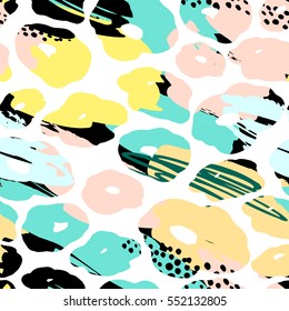 Abstract floral seamless pattern with trendy hand drawn textures. Modern abstract design for paper, cover, fabric, interior decor and other users.